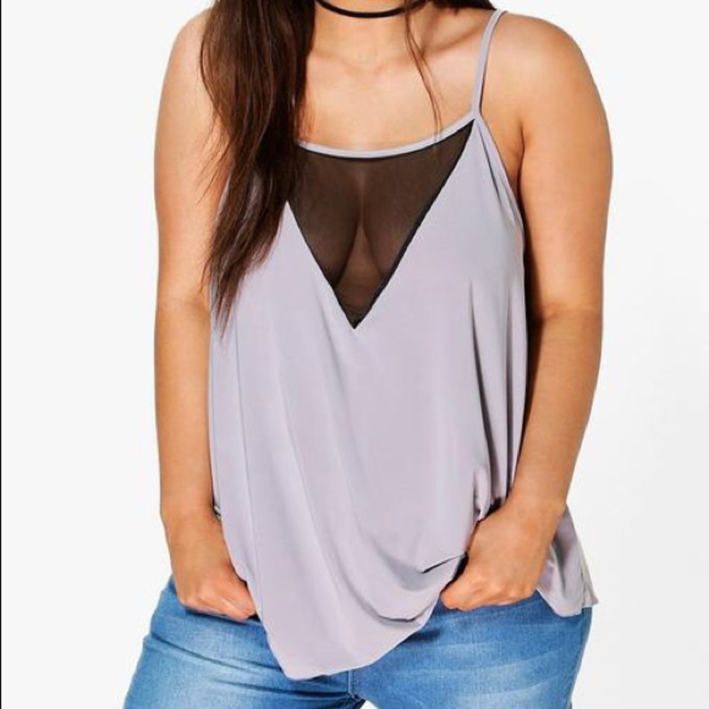 Boohoo Plus Chantelle Mesh Front Cami